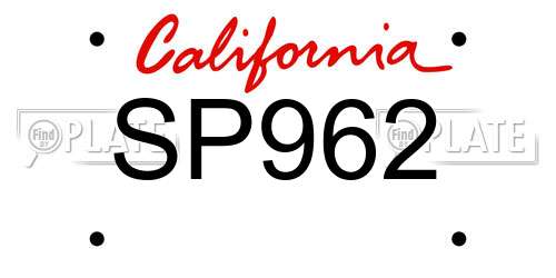 SP962 California License Plate