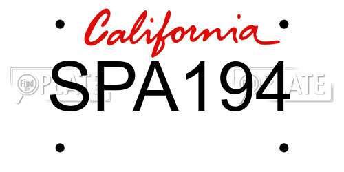 SPA194 California License Plate