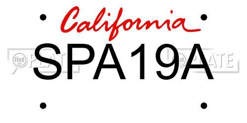 SPA19A California License Plate