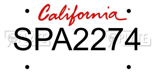 SPA2274 California License Plate