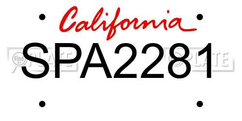 SPA2281 California License Plate