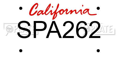 SPA262 California License Plate