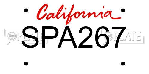 SPA267 California License Plate