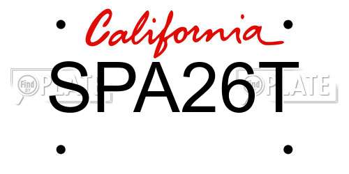 SPA26T California License Plate