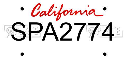 SPA2774 California License Plate