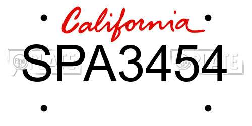 SPA3454 California License Plate