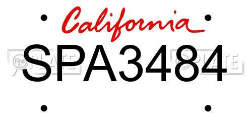 SPA3484 California License Plate