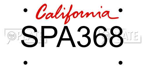 SPA368 California License Plate