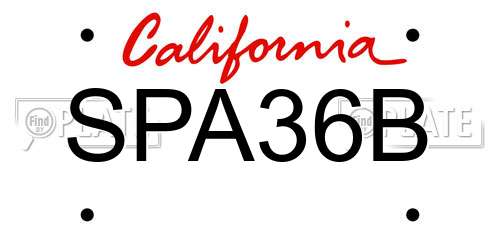 SPA36B California License Plate