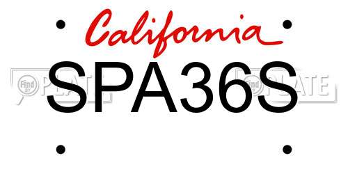 SPA36S California License Plate