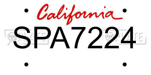 SPA7224 California License Plate