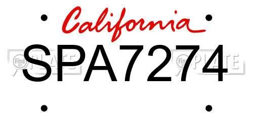 SPA7274 California License Plate