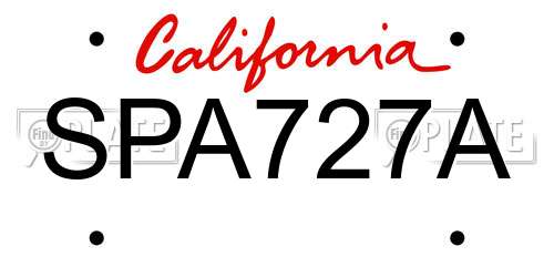 SPA727A California License Plate