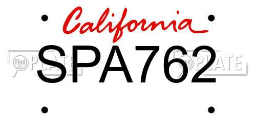SPA762 California License Plate