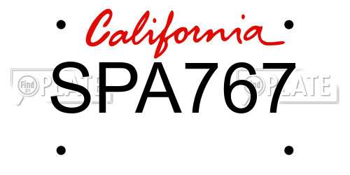 SPA767 California License Plate