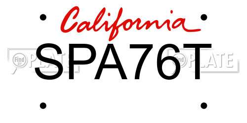 SPA76T California License Plate