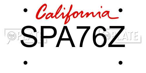 SPA76Z California License Plate