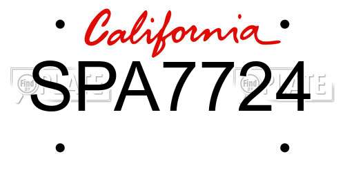 SPA7724 California License Plate