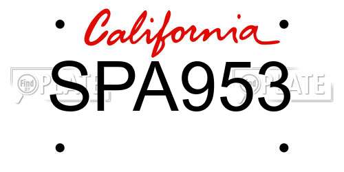 SPA953 California License Plate
