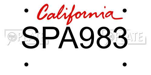 SPA983 California License Plate