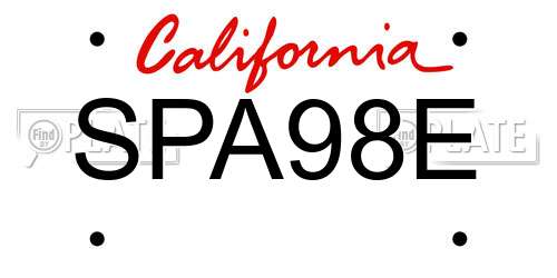 SPA98E California License Plate