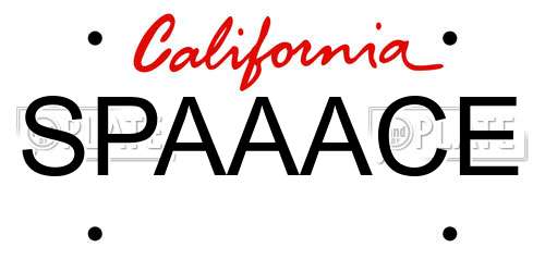 SPAAACE California License Plate