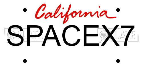 SPACEX7 California License Plate