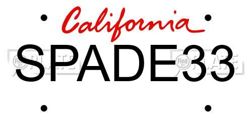 SPADE33 California License Plate