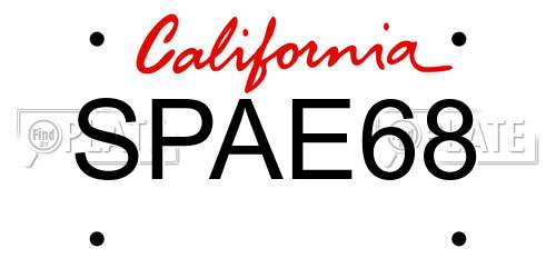 SPAE68 California License Plate