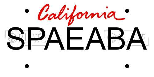 SPAEABA California License Plate