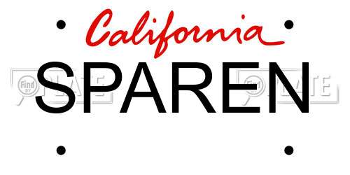 SPAREN California License Plate