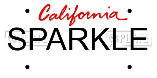 SPARKLE California License Plate