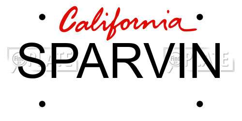 SPARVIN California License Plate