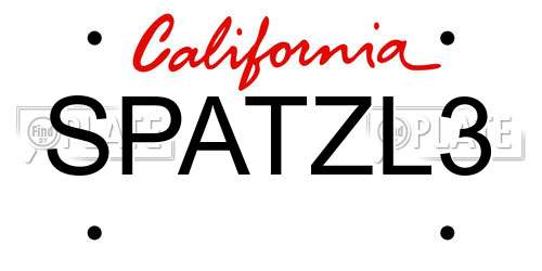 SPATZL3 California License Plate