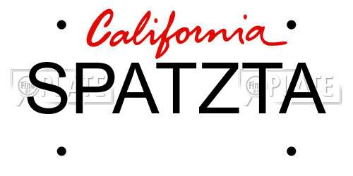 SPATZTA California License Plate