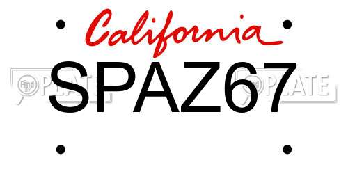 SPAZ67 California License Plate