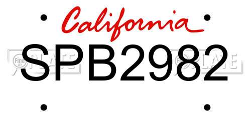 SPB2982 California License Plate