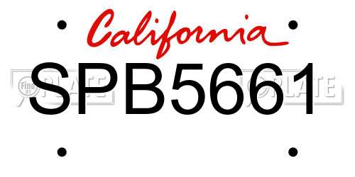 SPB5661 California License Plate