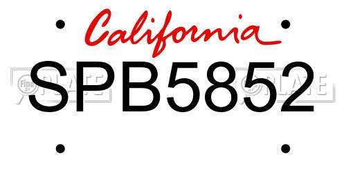 SPB5852 California License Plate
