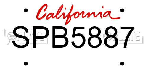 SPB5887 California License Plate