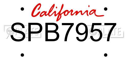 SPB7957 California License Plate