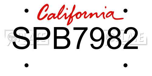 SPB7982 California License Plate