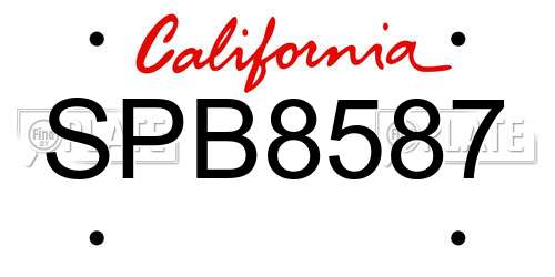 SPB8587 California License Plate