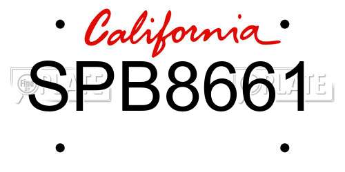 SPB8661 California License Plate