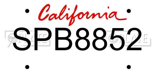 SPB8852 California License Plate