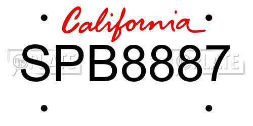 SPB8887 California License Plate