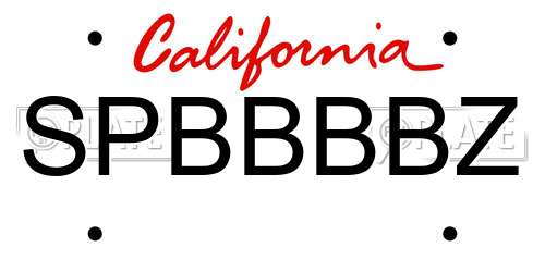 SPBBBBZ California License Plate