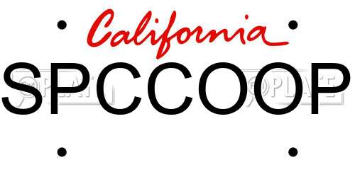 SPCCOOP California License Plate