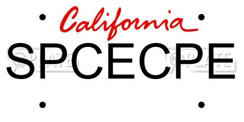 SPCECPE California License Plate