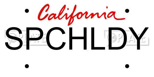 SPCHLDY California License Plate